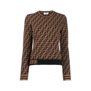 Fendi 2019 Womens Retro Stripe Crew-neck Sweater 