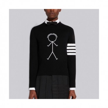 Thom Browne  Mm/Wm Strap Crew-neck Wool Sweaters Navy 
