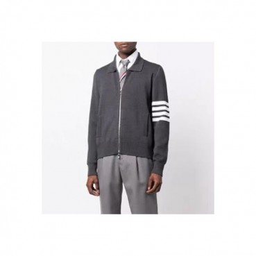 톰브라운 남성 그레이 집업 니트 - Thom Browne Mens Gray Knit 
