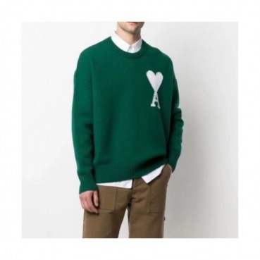 Ami  Mm/Wm Logo Casual Turtle-neck Sweaters Green 