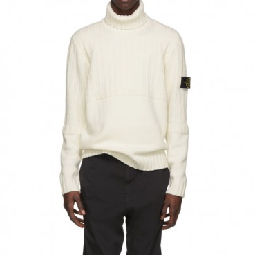 스톤아일랜드 남성 화이트 터틀넥 니트 - Stone Island Mens White Knits 