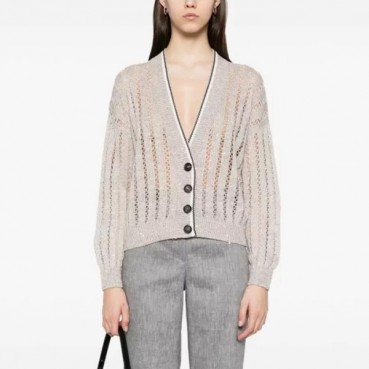 브루넬로쿠치넬리 여성 브이넥 가디건 - Brunello Cucinelli Womens V