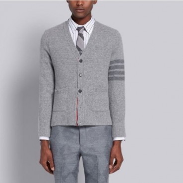 톰브라운 남성 브이넥 그레이 가디건 - Thom Browne Mens Gray Cardigan 