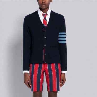 톰브라운 남성 브이넥 네이비 가디건 - Thom Browne Mens Navy Cardigan 