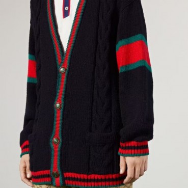 구찌 남성 네이비 브이넥 가디건 - Gucci Mens Navy Cardigan 