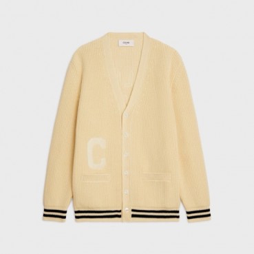 셀린느 남/녀 아이보리 브이넥 가디건 - Celine Unisex Ivory Cardigan 