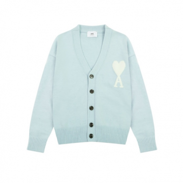 아미 남/녀 블루 브이넥 가디건 - Ami Unisex Blue Cardigan 