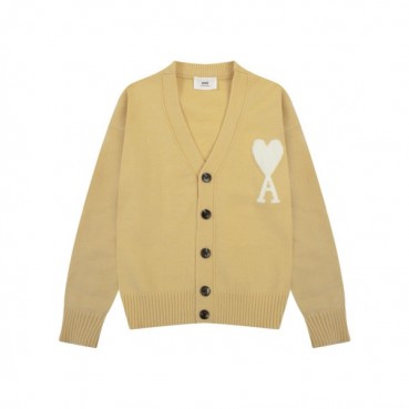 아미 남/녀 카멜 브이넥 가디건 - Ami Unisex Camel Cardigan 