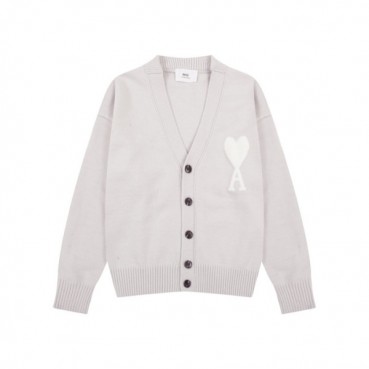 아미 남/녀 그레이 브이넥 가디건 - Ami Unisex Gray Cardigan 