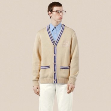 구찌 남성 아이보리 브이넥 가디건 - Gucci Mens Ivory Cardigan 