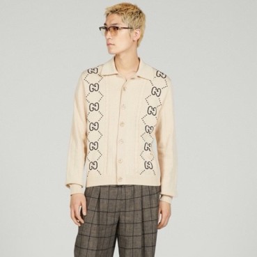 구찌 남성 아이보리 브이넥 가디건 - Gucci Mens Ivory Cardigan 