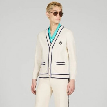 구찌 남성 아이보리 브이넥 가디건 - Gucci Mens Ivory Cardigan 