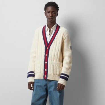구찌 남성 아이보리 브이넥 가디건 - Gucci Mens Ivory Cardigan 
