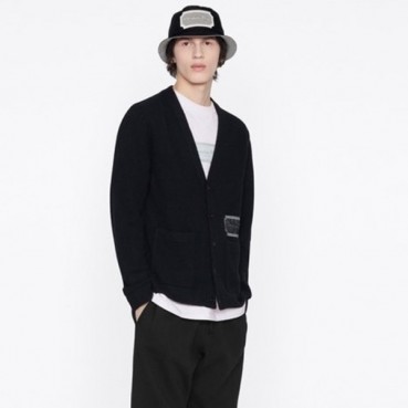 디올 남성 블랙 브이넥 가디건 - Dior Mens Black Cardigan 