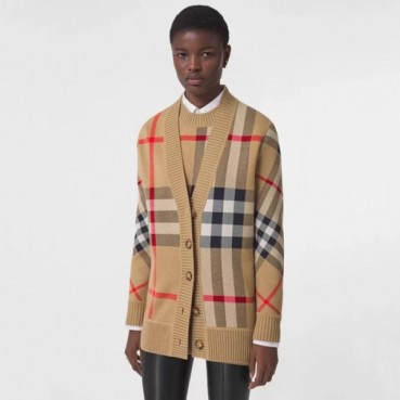 버버리 여성 브이넥 베이지 가디건 - Burberry Womens Beige Cardigan 