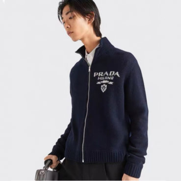 프라다 남성 네이비 브이넥 가디건 - Prada Mens Navy Cardigan 