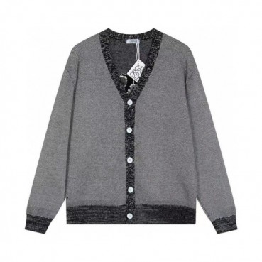 로에베 남성 그레이 브이넥 가디건 - Loewe Mens Gray Cardigan 