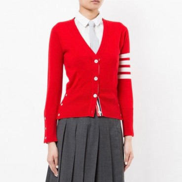 톰브라운 여성 브이넥 가디건 - Thom Browne Womens Red Cardigan 