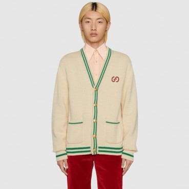 구찌 남성 아이보리 브이넥 가디건 - Gucci Mens Ivory Cardigan 