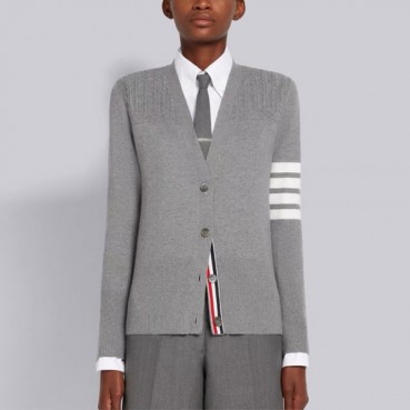 톰브라운 여성 브이넥 그레이 가디건 - Thom Browne Womens Gray Cardigan 