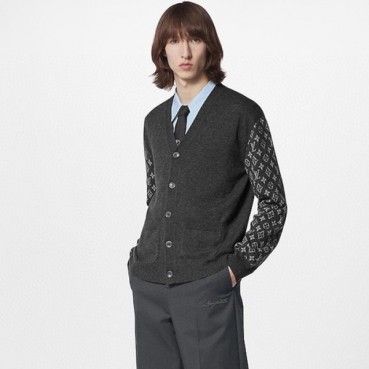 루이비통 남성 브이넥 그레이 가디건 - Louis vuitton Mens Gray Cardigan 