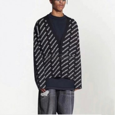 발렌시아가 남성 블랙 브이넥 가디건 - Balenciaga Mens Black Cardigan 