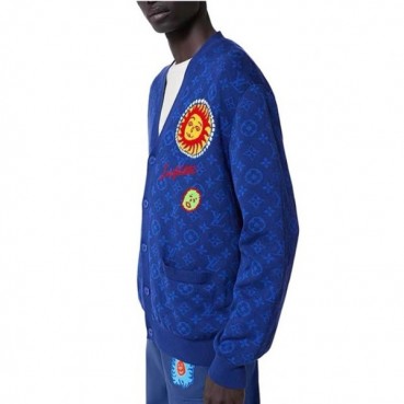 루이비통 남성 블루 브이넥 가디건 - Louis vuitton Blue Cardigan 