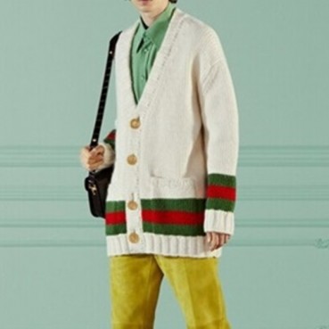 구찌 남/녀 브이넥 화이트 가디건 - Gucci Unisex White Cardigan 