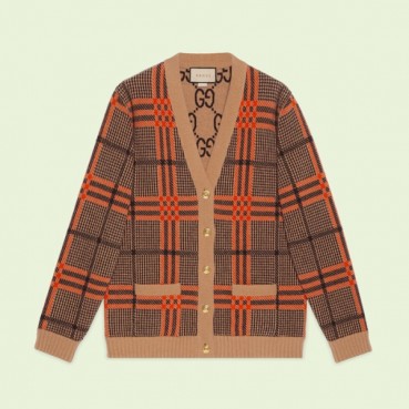 구찌 남/녀 브이넥 카멜 양면 가디건 - Gucci Unisex Camel Cardigan 