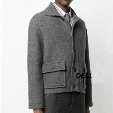 톰브라운 남성 그레이 폴로 가디건 - Thom Browne Mens Gray Cardigan 