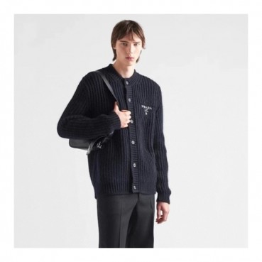 프라다 남성 블랙 브이넥 가디건 - Prada Mens Black Cardigan 