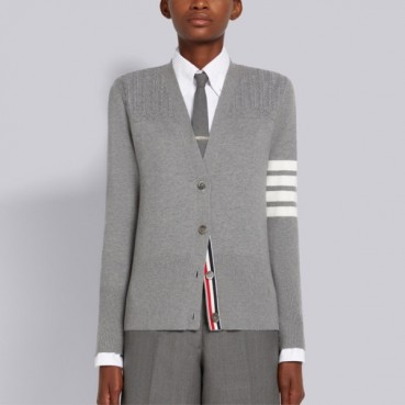 톰브라운 여성 브이넥 그레이 가디건 - Thom Browne Womens Gray Cardigan 