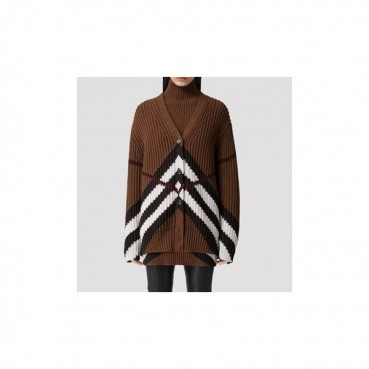 버버리 여성 브이넥 브라운 가디건 - Burberry Womens Brown Cardigan 