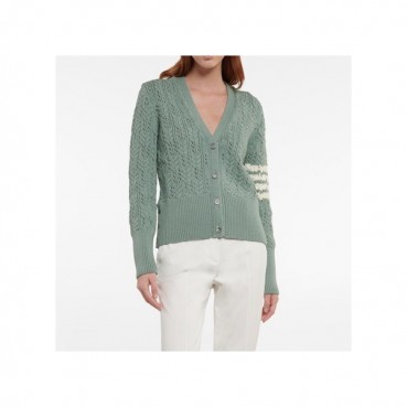톰브라운 여성 브이넥 민트 가디건 - Thom Browne Womens Mint Cardigan 