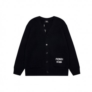 펜디 남성 브이넥 블랙 가디건 - Fendi Mens Black Cardigan 