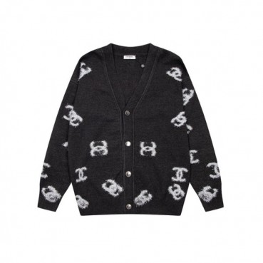 샤넬 남/녀 브이넥 그레이 가디건 - Chanel Unisex Gray Cardigan 