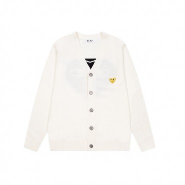 꼼데 남/녀 화이트 브이넥 가디건 - Cdgplay Unisex White Cardigan 