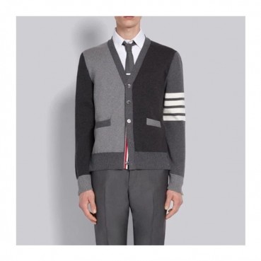 톰브라운 남성 브이넥 그레이 가디건 - Thom Browne Mens Gray Cardigan 