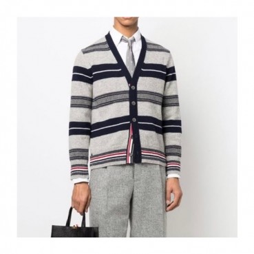 톰브라운 남성 브이넥 그레이 가디건 - Thom Browne Mens Gray Cardigan 