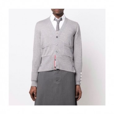 톰브라운 남/녀 브이넥 그레이 가디건 - Thom Browne Unisex Gray Cardigan 