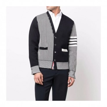 톰브라운 남성 브이넥 네이비 가디건 - Thom Browne Mens Navy Cardigan 