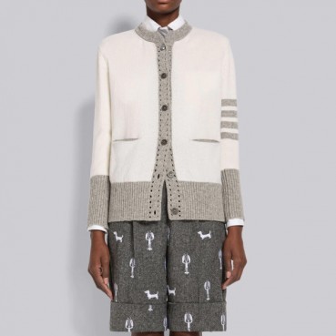 톰브라운 여성 브이넥 그레이 가디건 - Thom Browne Womens Gray Cardigan 