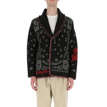 알라누이 남성 브이넥 블랙 가디건 - Alanui Mens Black Cardigan 