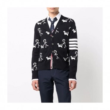 톰브라운 남성 브이넥 네이비 가디건 - Thom Browne Mens Navy Cardigan 