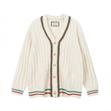 구찌 남/녀 브이넥 아이보리 가디건 - Gucci Unisex Ivory Cardigan 
