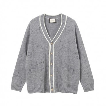 구찌 남/녀 브이넥 그레이 가디건 - Gucci Unisex Gray Cardigan 