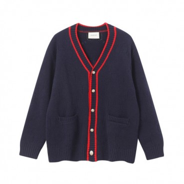 구찌 남/녀 브이넥 네이비 가디건 - Gucci Unisex Navy Cardigan 