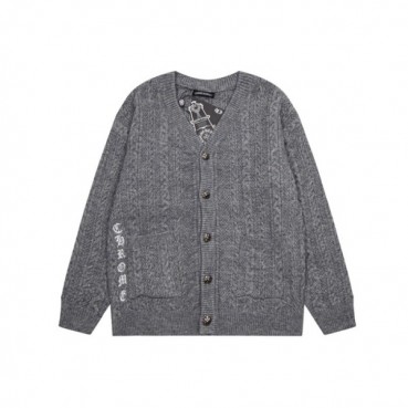 크롬하츠 남성 브이넥 그레이 가디건 - Chrom hearts Mens Gray Cardigan 