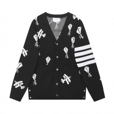 톰브라운 남성 브이넥 블랙 가디건 - Mens Black Cardigan 
