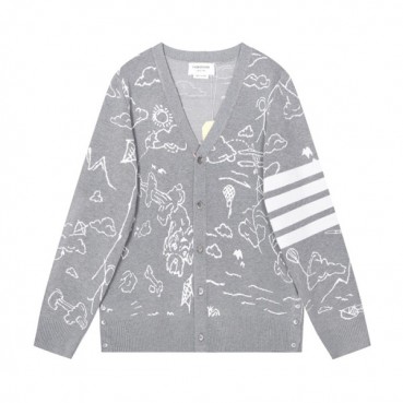 톰브라운 남성 브이넥 그레이 가디건 - Mens Gray Cardigan 